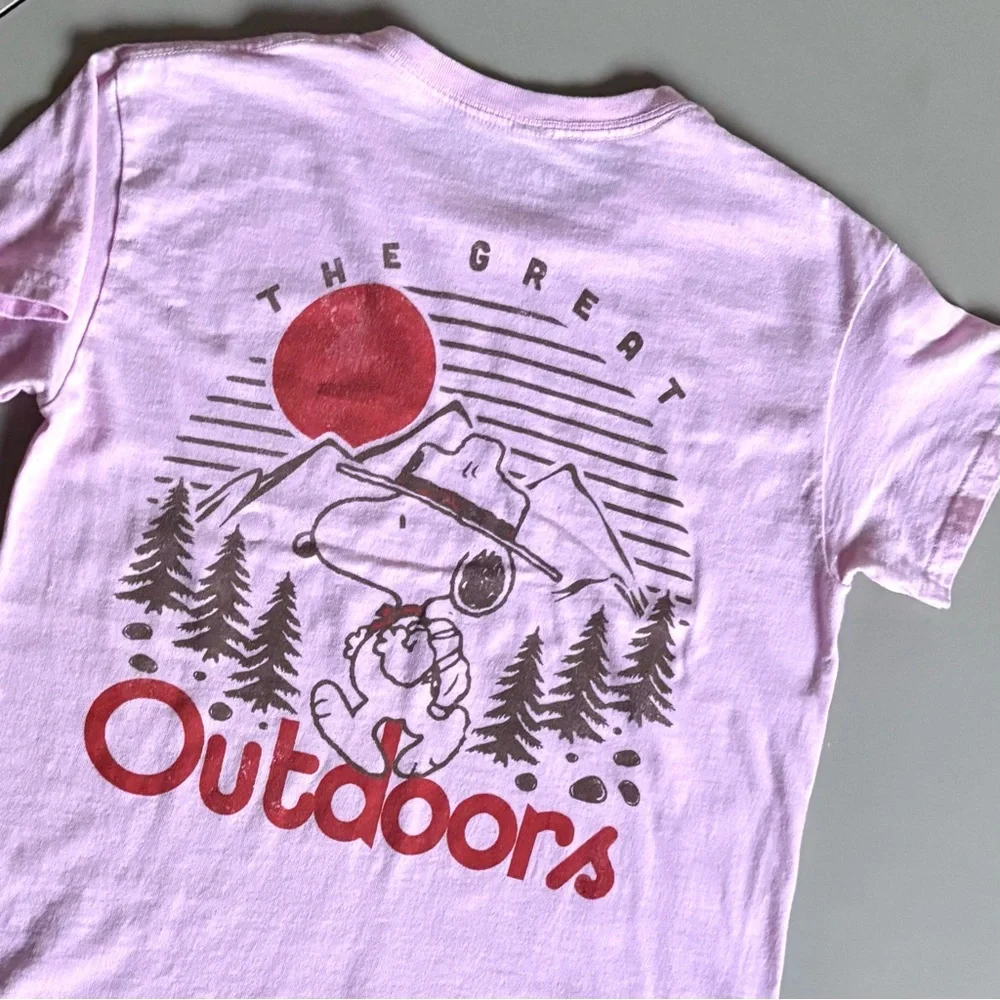 PEANUTS Hybrid Snoopy Graphic Print Backpacking The Great Outdoors Tee Shirt - Picture 3 of 7